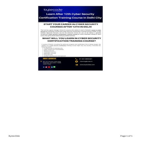 Learn After 12th Cyber Security Certification Training Course in Delhi ...