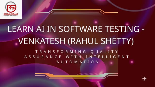 Learn AI in Software Testing - Venkatesh (Rahul Shetty)