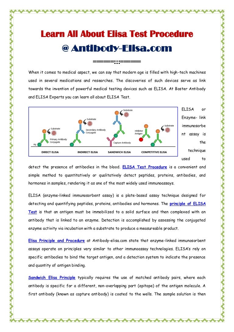Learn All About Elisa Test Procedure At