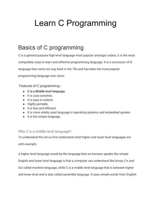 Learn c programming | PDF