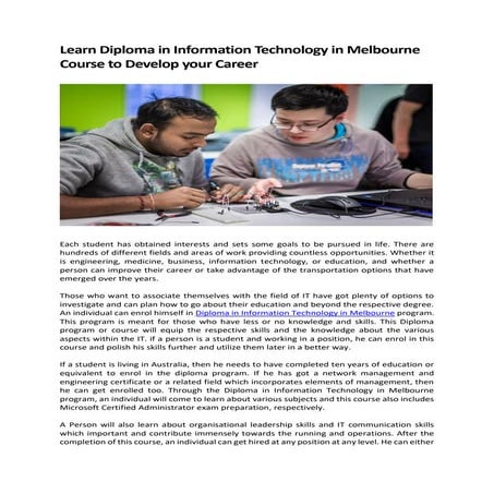 Diploma in information technology in Melbourne 
