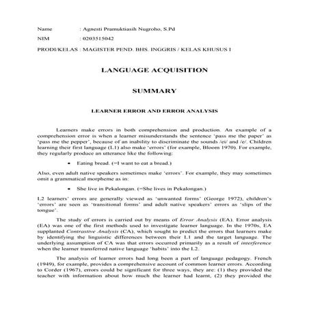 Learner error and error analysis