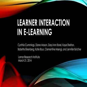 Learner interaction in_elearning_lamar_research_institute_3-21-14