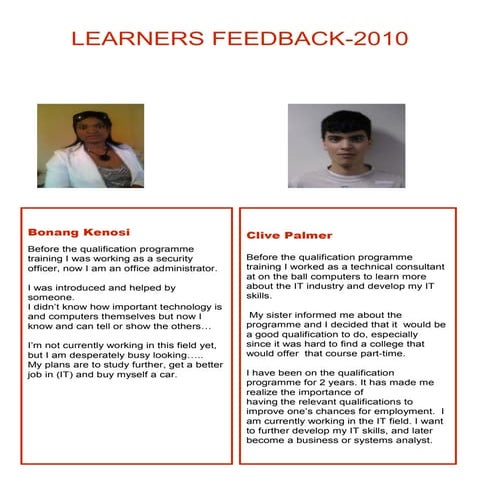 Learners feedback 2010