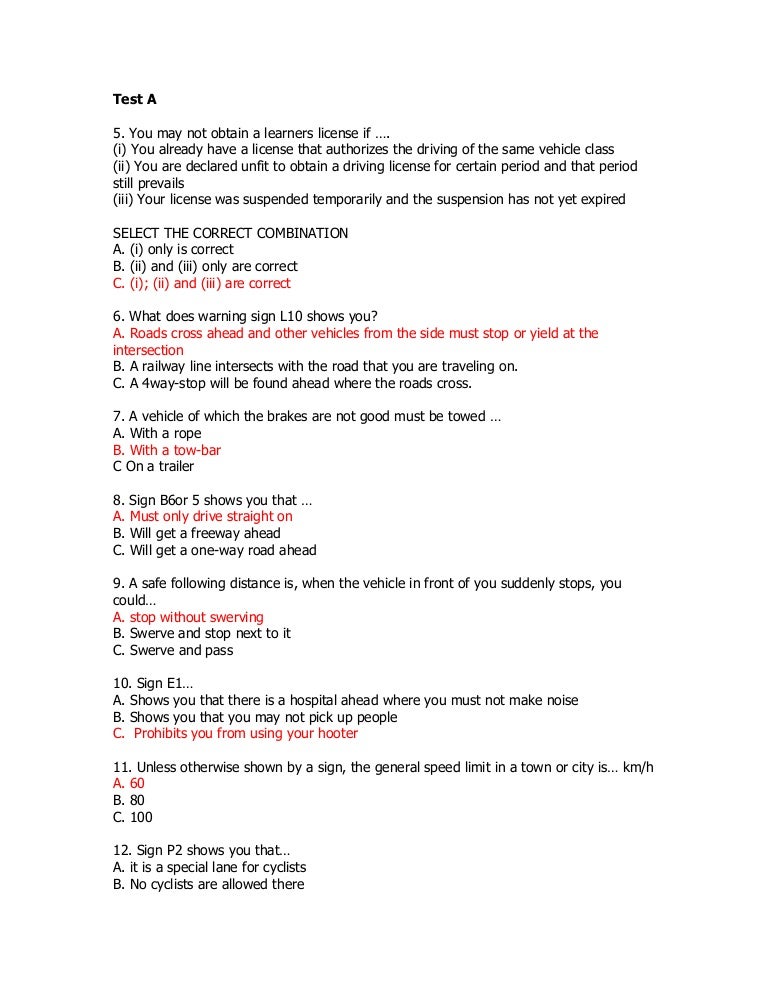 class c license test questions