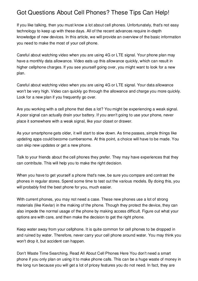 Got Questions About Cell Phones? These Tips Can Help!