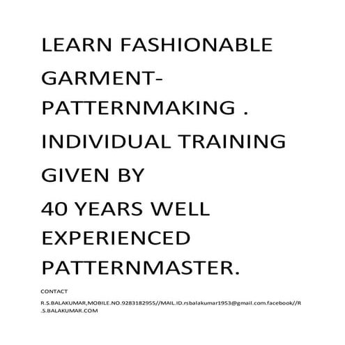 Learn fashionable pattern making &instant pattern using.
