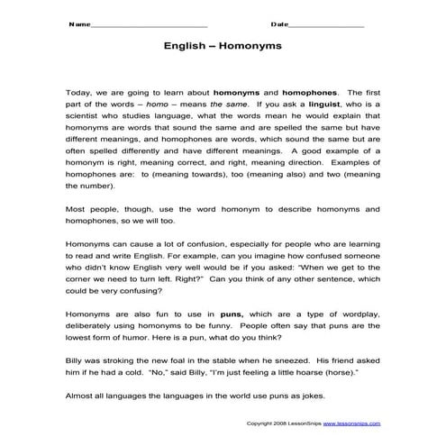 Learnhomonyms | PDF