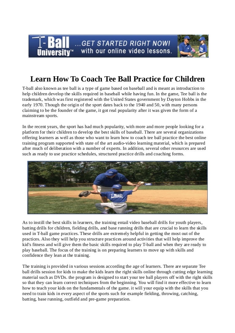 Learn how to coach tee ball practice for children