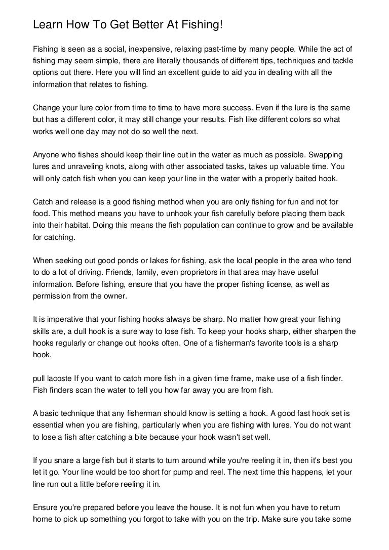 Learn How To Get Better At Fishing!