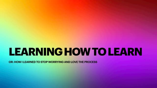 Learn how to learn