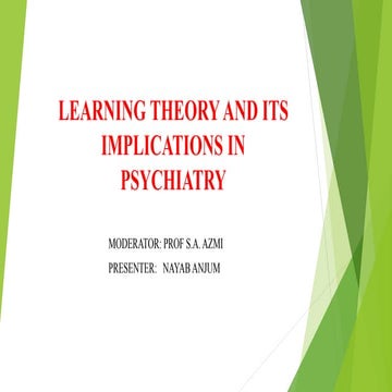 Learnind theory and its implications in psychiatry