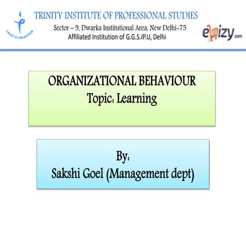 ORGANIZATIONAL BEHAVIOUR- Learning