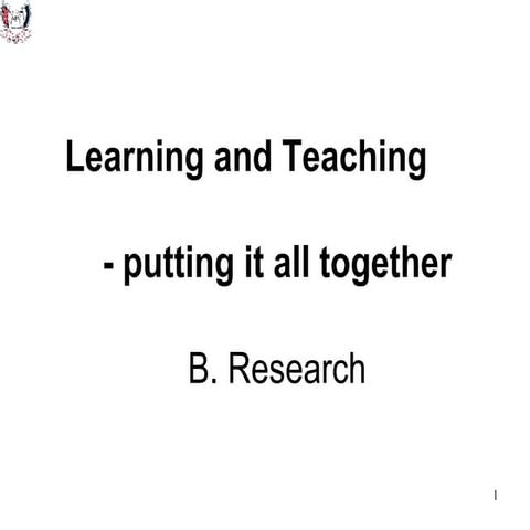 Learning and Teaching Part B