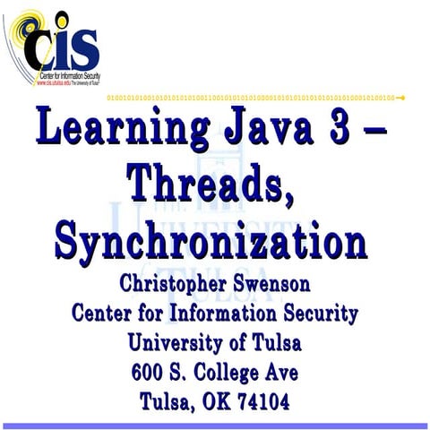 Learning Java 3 – Threads and Synchronization | PPT