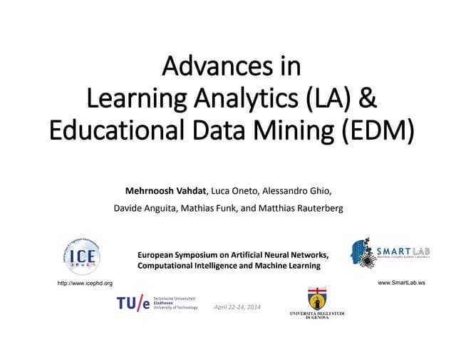 Advances in Learning Analytics and Educational Data Mining 