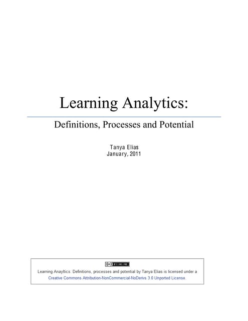 Learning analytics definitions processes potential