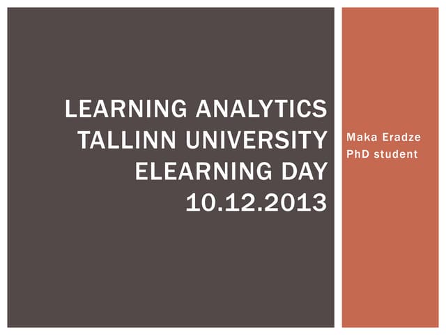 Learning analytics, lecture