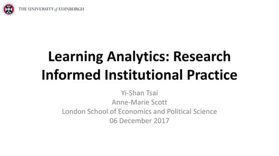 Learning analytics research informed institutional practice