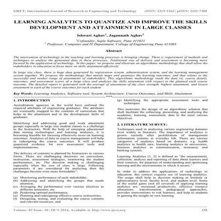 Learning analytics to quantize and improve the skills development and attainm...