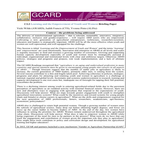 Learning and the empowerment of youth and women