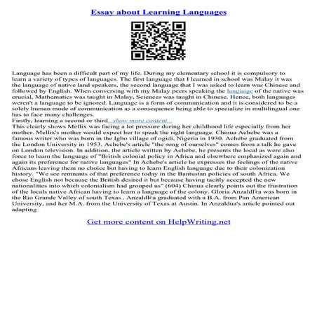 Learning A New Language Essay