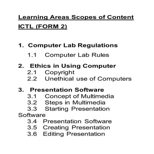 Learning areas scopes of content | DOCX