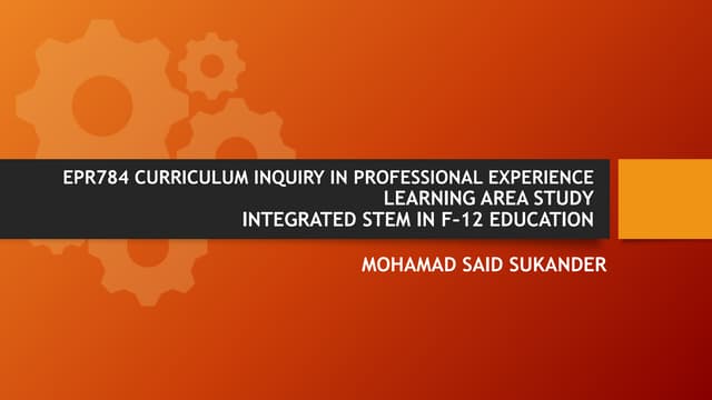 Learning Area Study - Science, Technology, Engineering, Mathematics