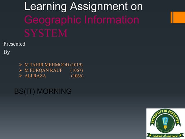 Learning assignment on geographic information system