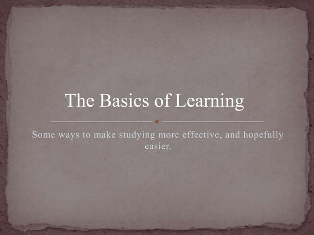Learning basics