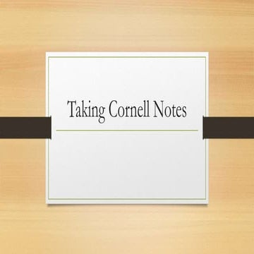 Learning Cornell Notes