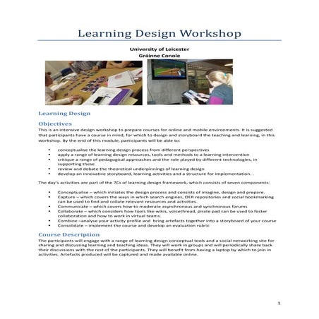 7Cs of Learning Design Workshop Outline