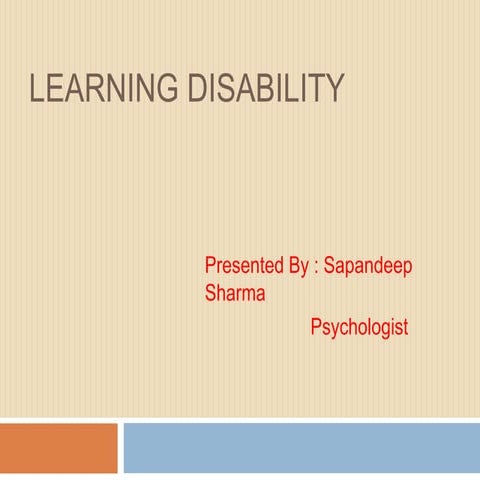 Learning disability; Characteristic and Management