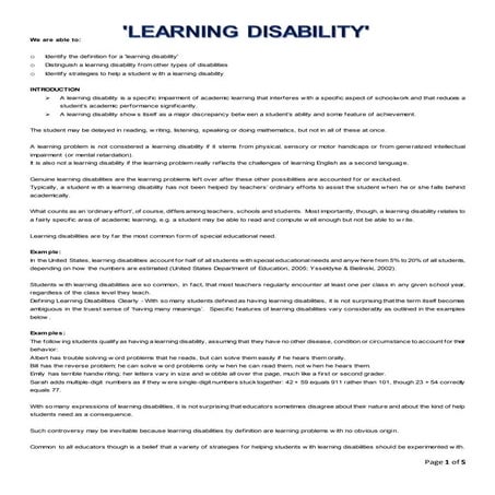 Learning disability