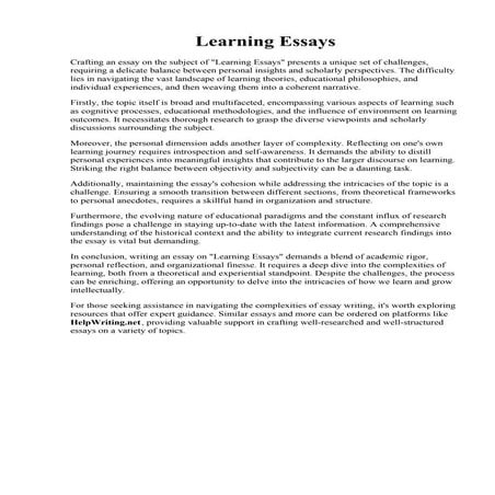 Learning Essays