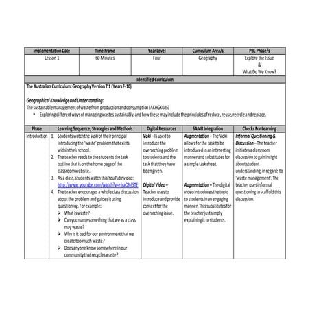 Learning Experience One