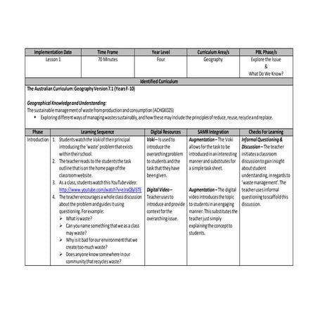 Learning Experience One 