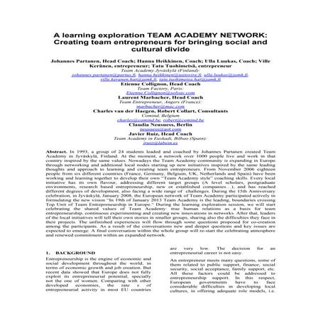 Learning Exploration Team Academy Network