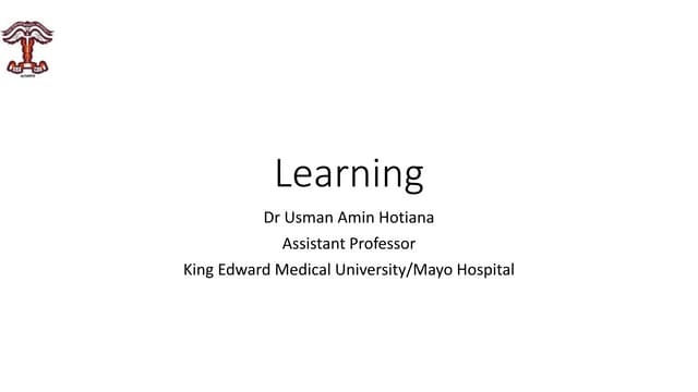 Learning for new first year  MBBS nov 18, 2014 2