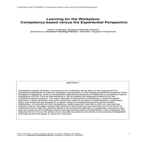 Learning For The Workplace