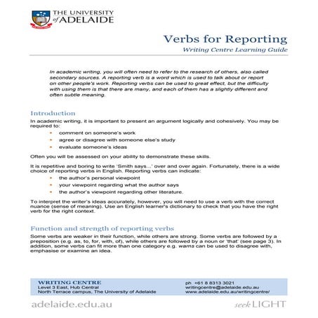 Learningguide verbsforreporting
