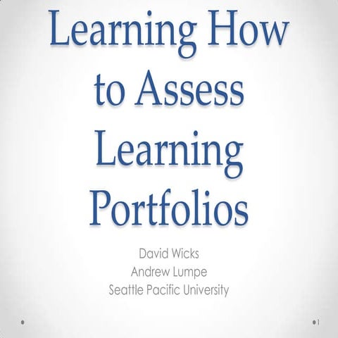 Learning how to assess learning portfolios