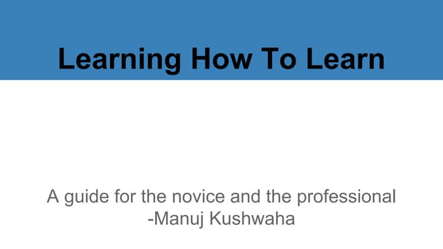 Learning how to learn