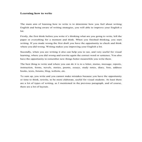 Learning how to write
