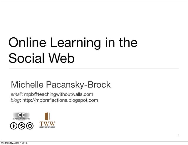 Online Learning In The Social Web: social media, web2.0, elearning, education
