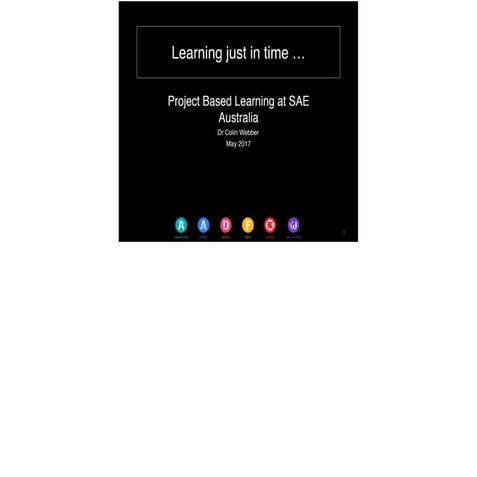 Learning Just in Time: Project Based Learning at SAE Australia
