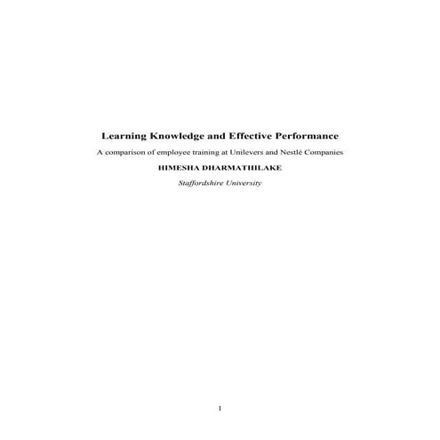Learning knowledge and effective performance 