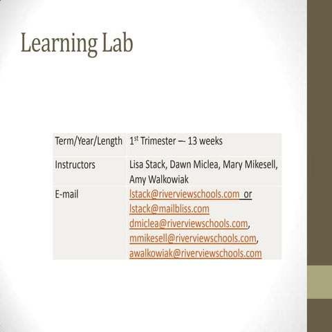 Learning lab syllabus