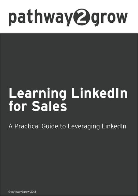 Learning linkedin for Sales - presented by pathway2grow.co.uk