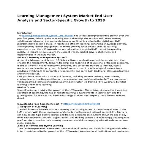 Learning Management System Market End User Analysis and Sector-Specific ...